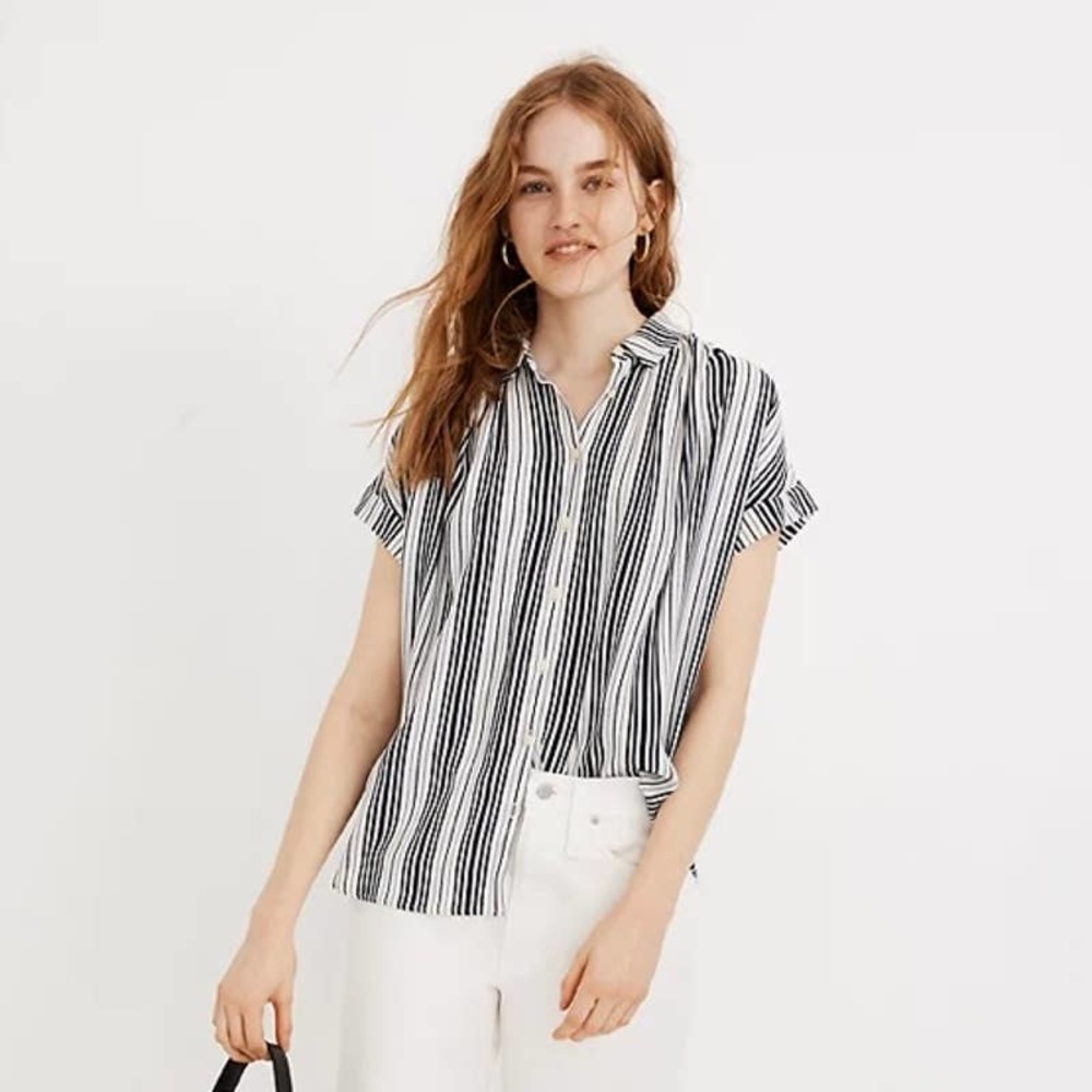 Madewell Blue Fairborn Stripe Central Drapey Shirt